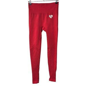 Womens Best Power Seameless Leggings, Athletic, Red, High Rise, Size Small